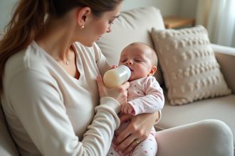 Bebe fille en pastel dans les bras de sa maman
