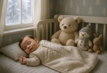 Affronter l’hiver avec bébé : comment bien l’habiller pour dormir Bébé endormi dans un berceau douillet ambiance hiver