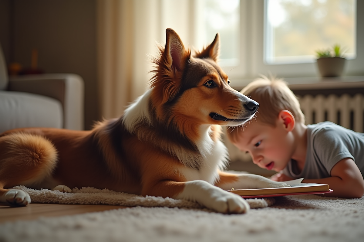 Chien australien couché près d