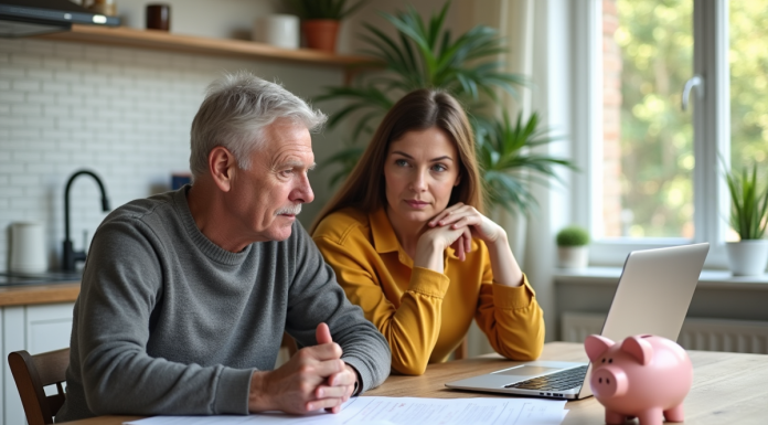 Couple d'âge moyen discutant de finances pour l'éducation