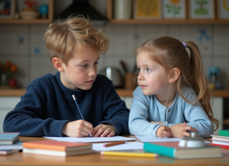 Ordre de naissance : les enfants plus âgés seraient-ils plus intelligents ? Deux enfants en cuisine pour aider aux devoirs