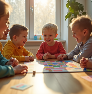 Les incontournables plateaux de jeu de dés pour les enfants Groupe d'enfants jouant à un jeu de société en famille