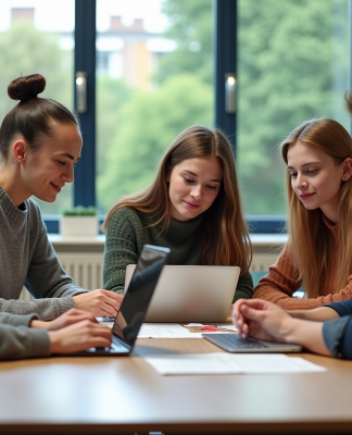 Groupe d'enseignants en réunion dans une salle moderne