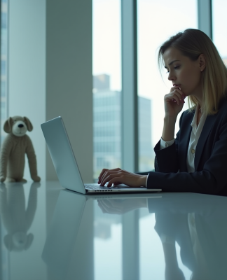 Femme d affaires concentrée sur son ordinateur dans un bureau moderne