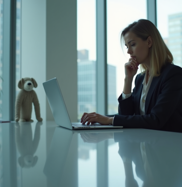 Travail ou famille : quel est le plus important dans nos vies ? Femme d affaires concentrée sur son ordinateur dans un bureau moderne