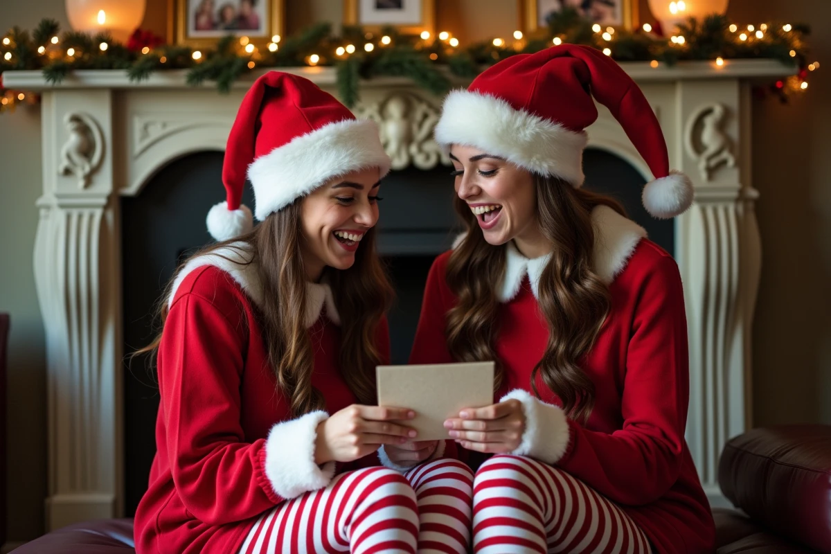 Jeunes femmes en costumes elfes préparant des cartes de farce