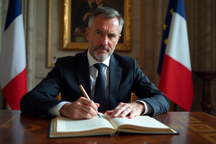 fonctionnaire-civil-francais Fonctionnaire civil français en costume dans un bureau officiel