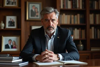 Homme d'affaires en costume dans un bureau élégant