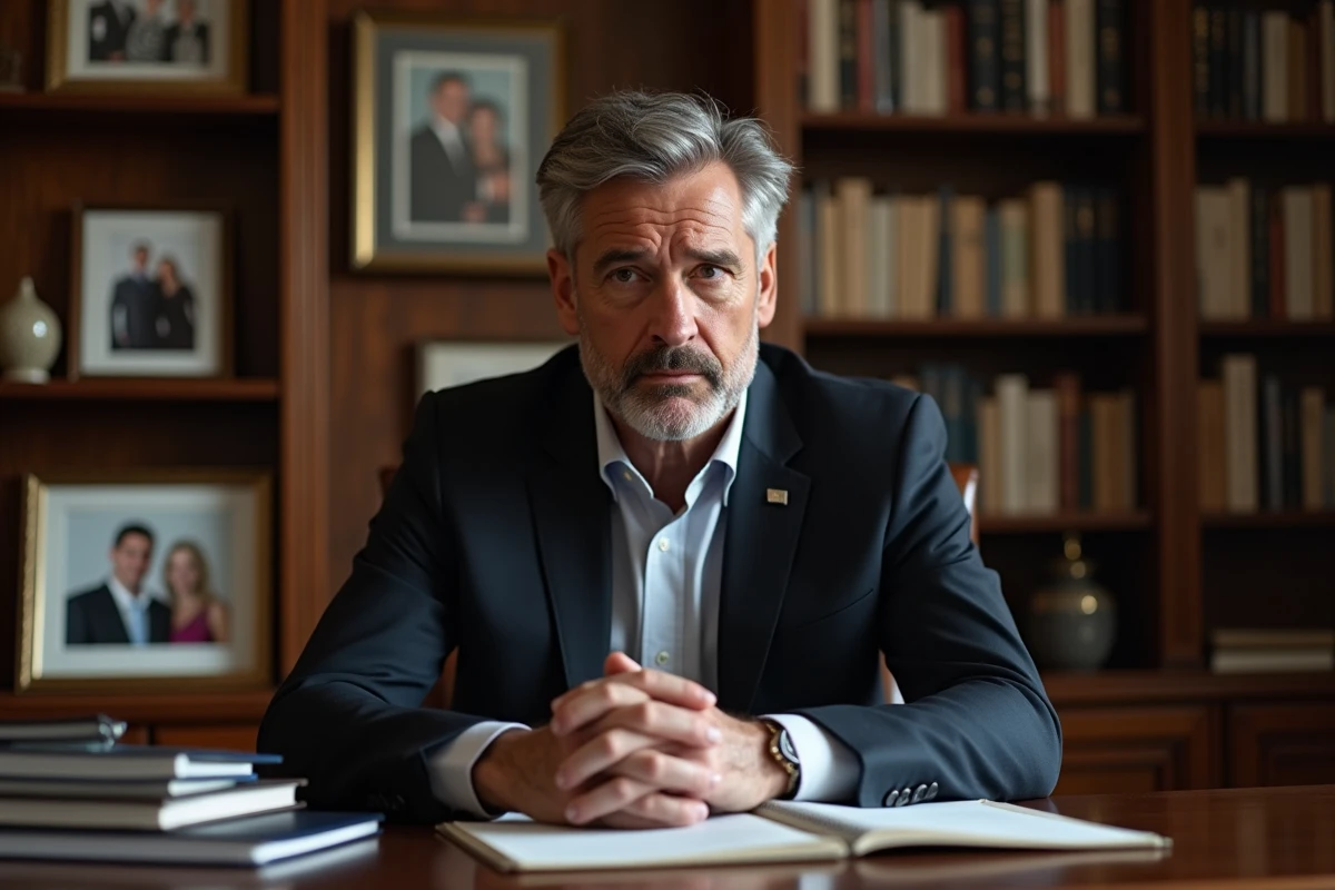 Homme d'affaires en costume dans un bureau élégant