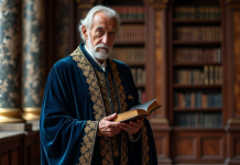 Roi le plus important : comparaison des monarques pour comprendre l’Histoire Homme royal âgé dans une bibliothèque ancienne et élégante