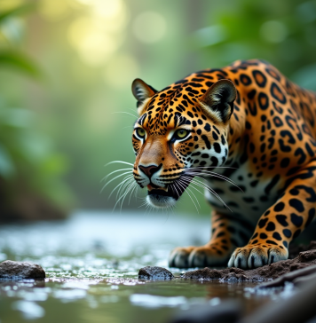 10 faits surprenants sur le Jaguar: un animal fascinant Jaguar près d'une rivière en forêt tropicale