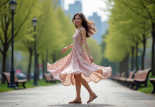 Art en mouvement : comment susciter cet effet ? Jeune femme dansant dans un parc urbain au printemps