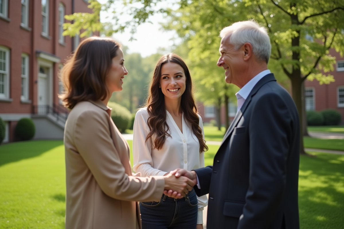 Jeune femme et parents lors d