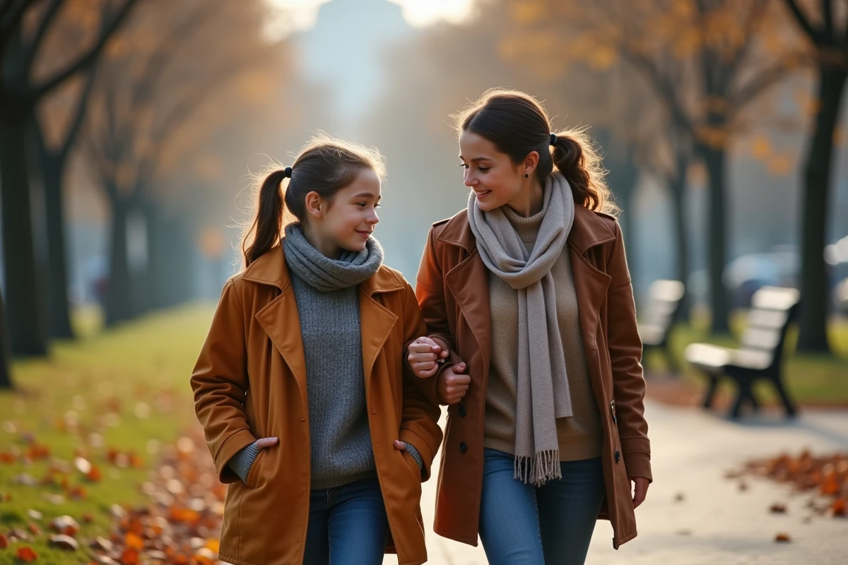 Soeurs adolescentes dans un parc en automne